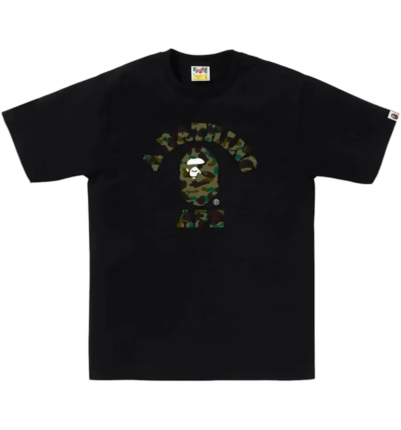 BAPE 1st Camo College Tee Tee Black/Green - vue 360