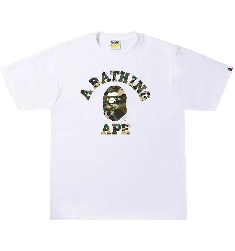 BAPE 1st Camo Crazy College Tee White - vue 360