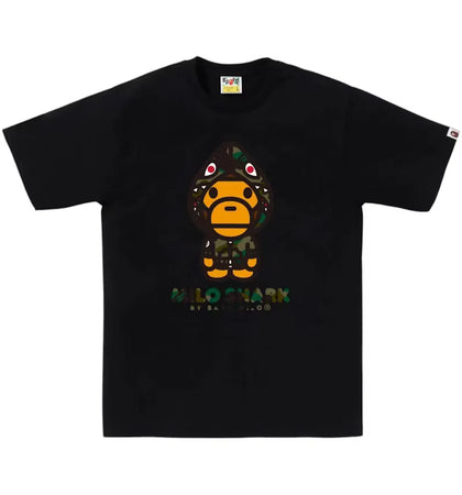 BAPE 1st Camo Milo Shark FZH Tee Black/Green - authentic BAPE product