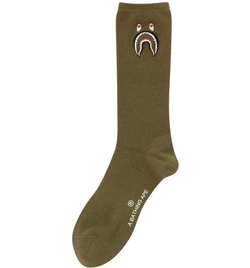 BAPE 1st Shark Socks Olive/Olivedrab - vue 360
