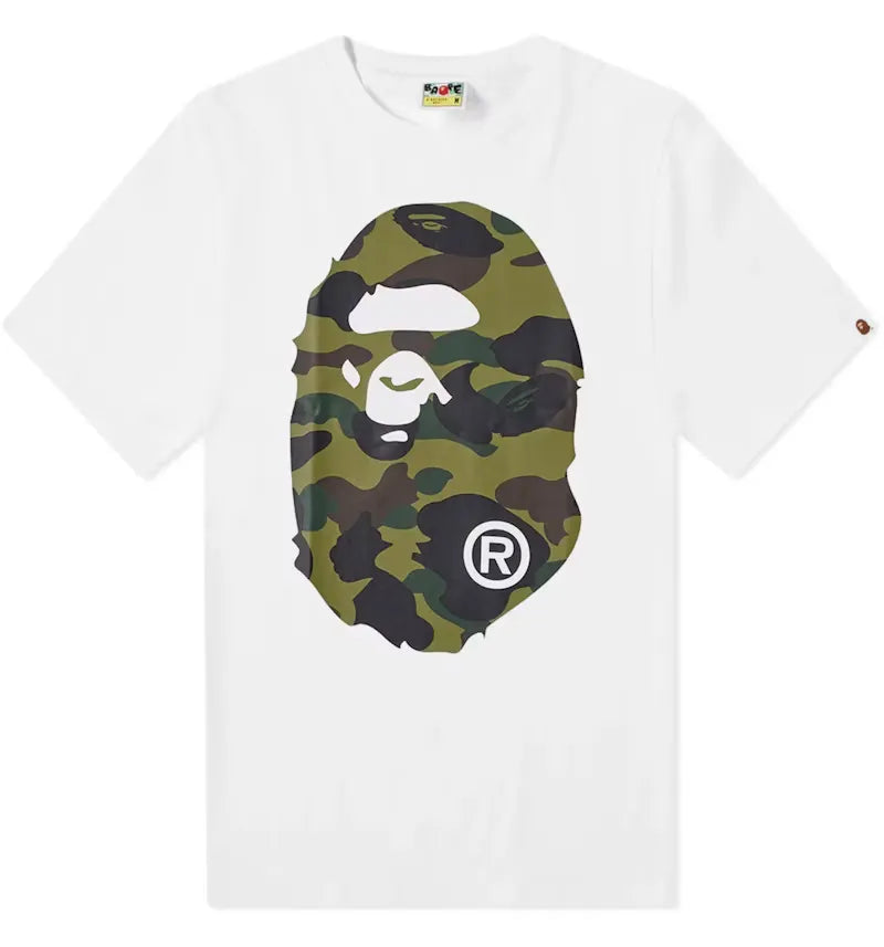 BAPE A Bathing Ape 1st Camo Big Ape Head RLX Tee White/Green - vue 360