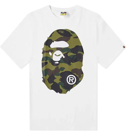 BAPE A Bathing Ape 1st Camo Big Ape Head RLX Tee White/Green - authentic BAPE product