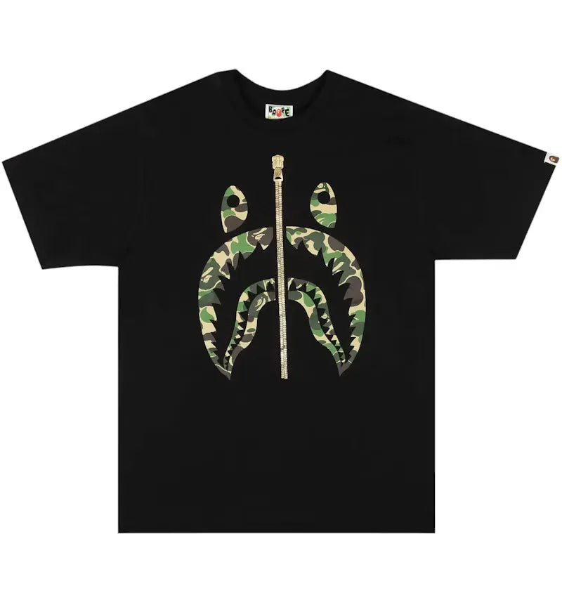 BAPE A Bathing Ape ABC Camo Shark Tee Black/Green - vue 360