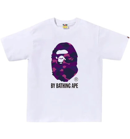 BAPE A Bathing Ape Color Camo By Bathing Ape Tee White/Purple - authentic BAPE product