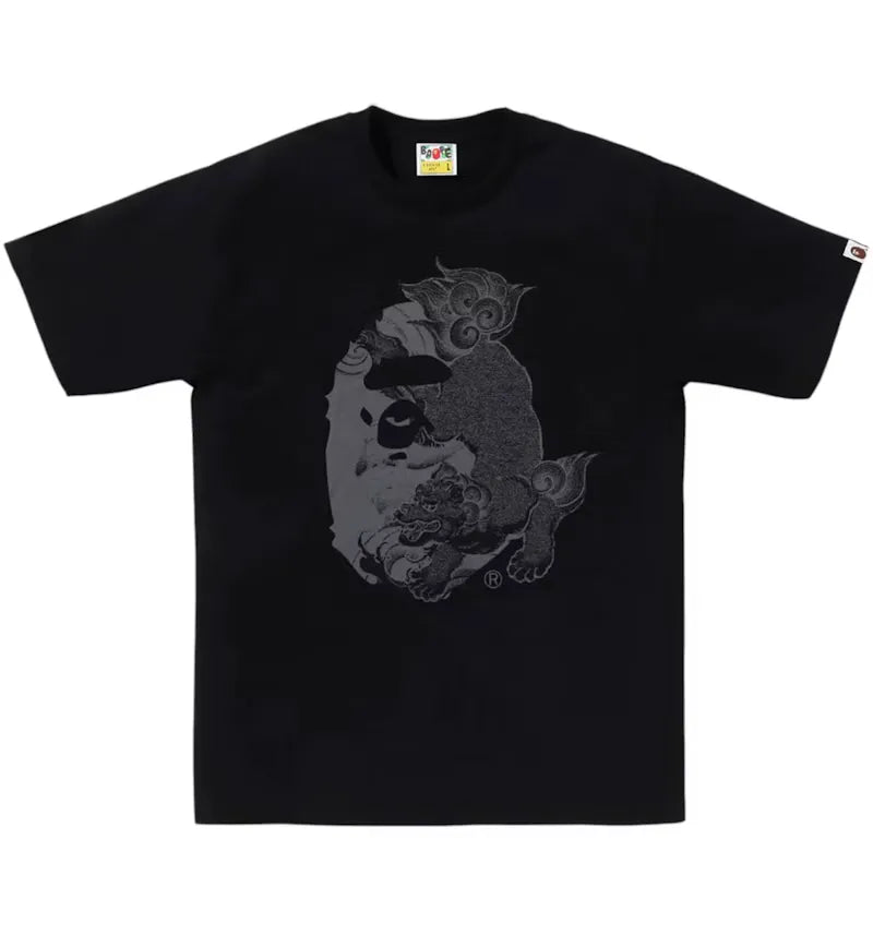 BAPE A Bathing Ape Japanese Tattoo Big Ape Head Tee Black - vue 360