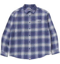 BAPE A Bathing Ape Logo Ombre Check Flannel L/S Shirt Beige