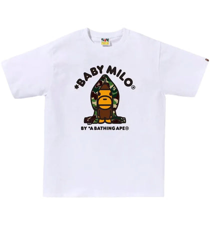 BAPE ABC Army Green Camo Baby Milo Hoodie Tee White - authentic BAPE apparel