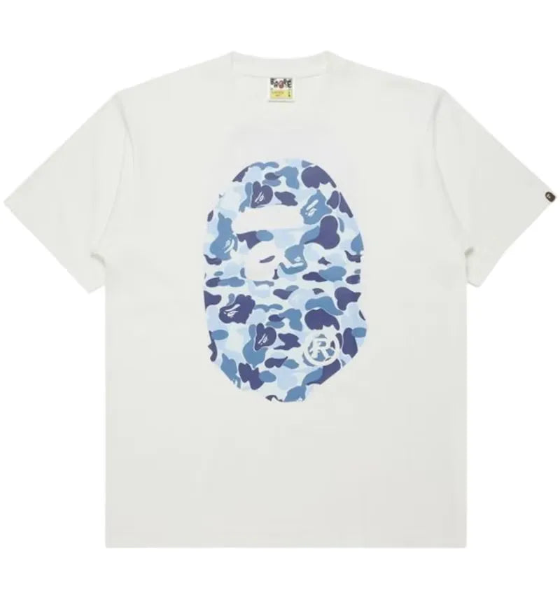 BAPE ABC Camo Big Ape Head Tee White/Blue - vue 360