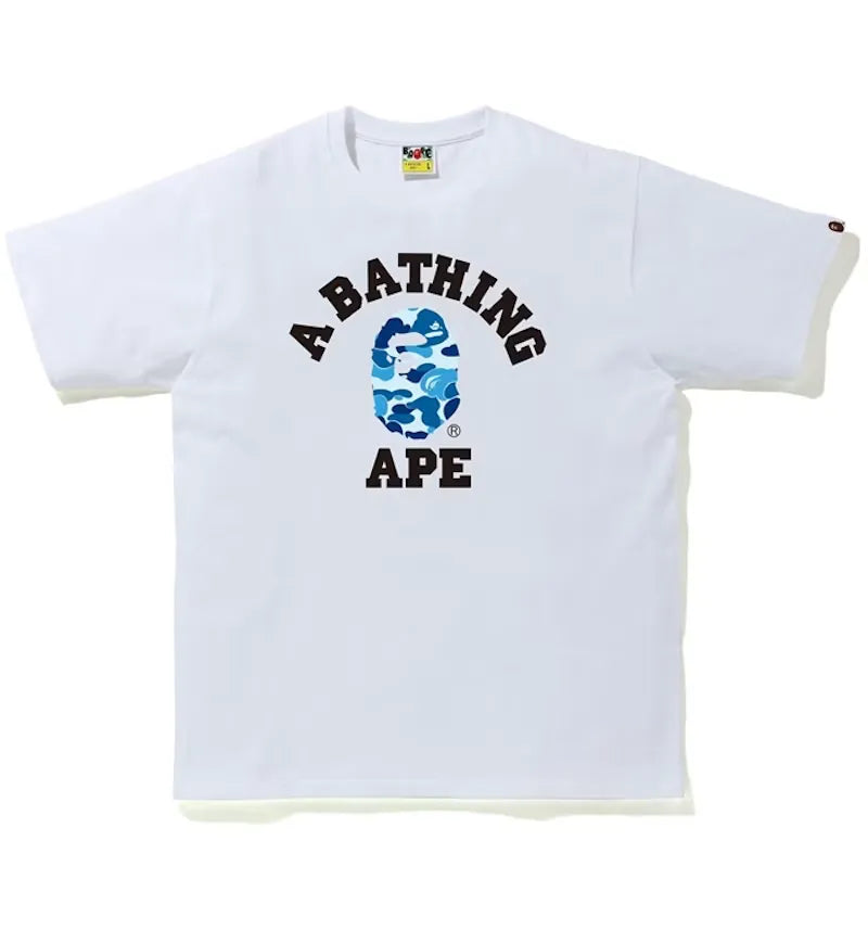 BAPE ABC Camo College Tee White/Blue - vue 360