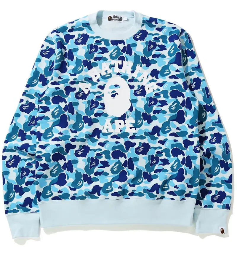 BAPE ABC Camo College Wide Crewneck Blue - vue 360
