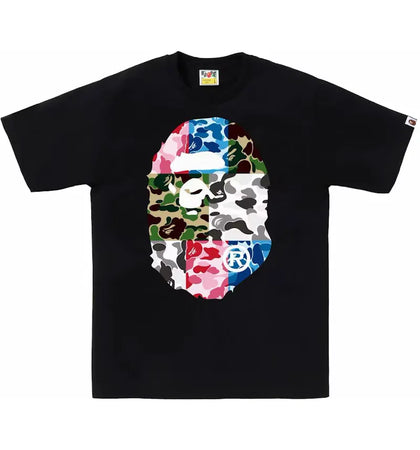 BAPE ABC Camo Crazy Big Ape Head Tee Black - authentic BAPE product