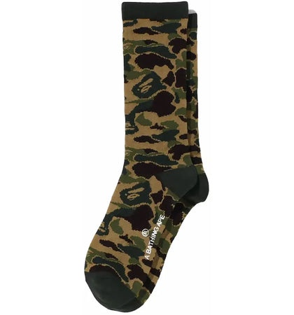 BAPE ABC Camo Jacquard Socks Green - authentic BAPE product