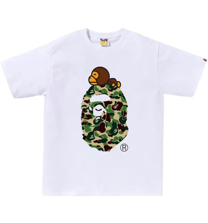BAPE ABC Camo Milo On Big Ape Tee (SS25) White/Green - authentic BAPE product