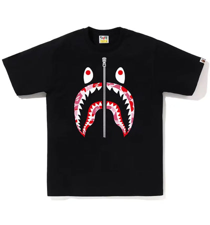BAPE ABC Camo Shark Silver Zip Tee Black/Pink - authentic BAPE product