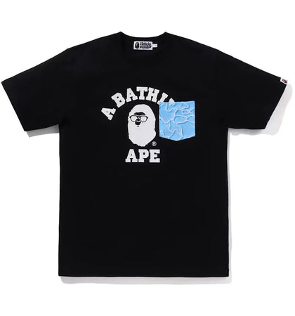 BAPE ABC Sea Surface Camo Pocket College Tee Black - authentic BAPE product