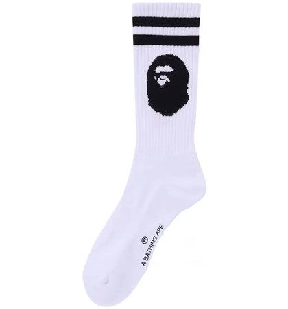BAPE Ape Head Line Socks White/Black - authentic BAPE product