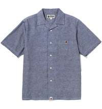 BAPE Ape Head One Point Open Collar Shirt Light Indigo