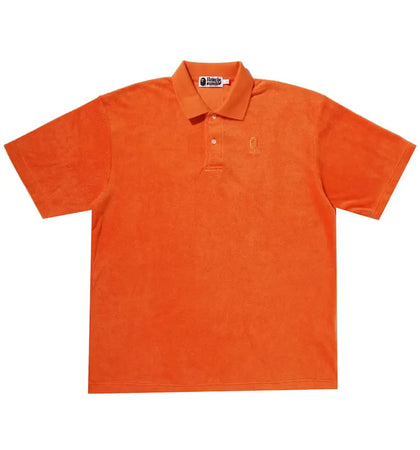 BAPE Ape Head Towelling Relaxed Fit Polo Orange - authentic BAPE product