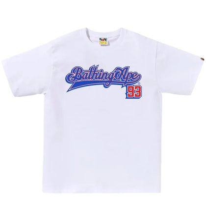 BAPE Baseball Logo Tee White/Blue - authentic BAPE product