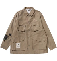 BAPE Black Cross Stitched Army Shirt Beige