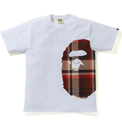 BAPE Check Side Big Ape Head Tee White/Red - authentic BAPE product