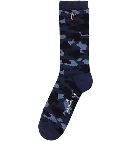 BAPE Color Camo Ape Head One Point Socks Navy - authentic BAPE product