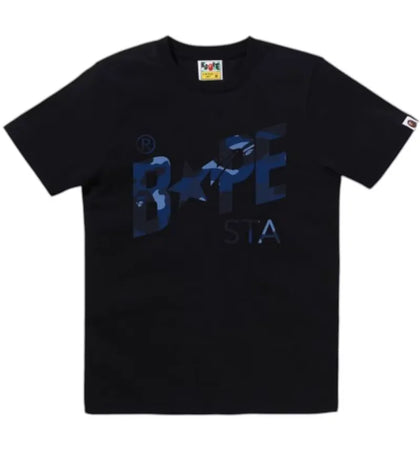 BAPE Color Camo Bape Sta Logo Tee Black Blue - authentic BAPE product