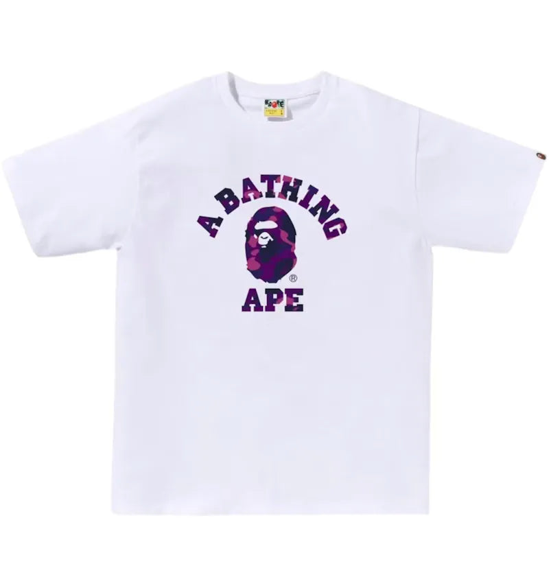 BAPE Color Camo College Tee (FW25) White Purple - vue 360
