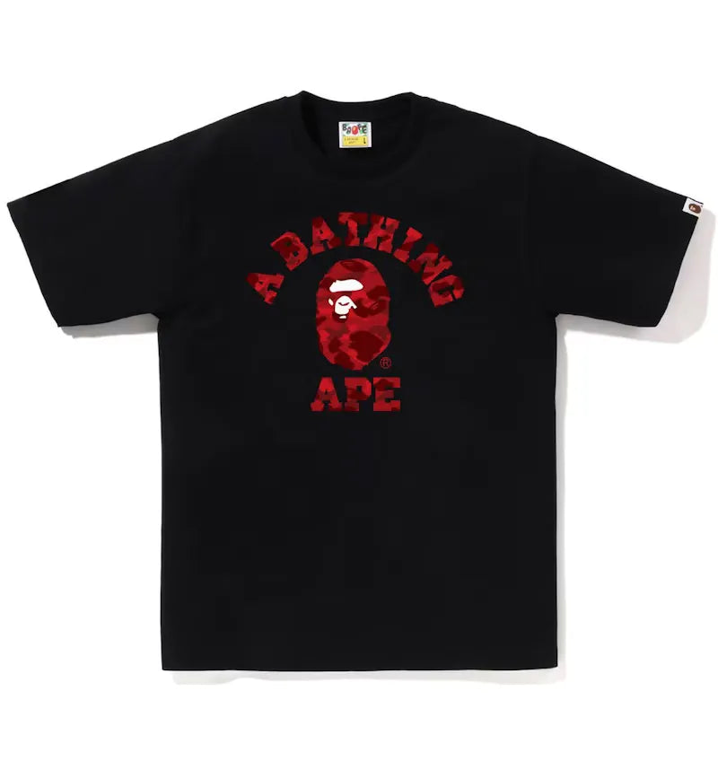 BAPE Color Camo College Tee (SS23) Black Red - vue 360