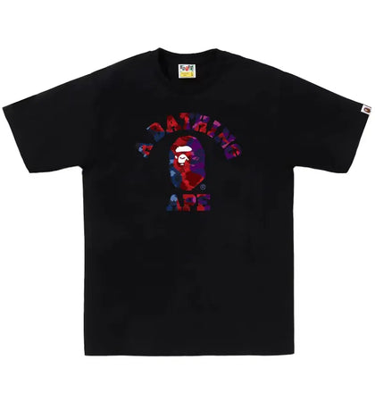 BAPE Color Camo Crazy College Tee Black - authentic BAPE product
