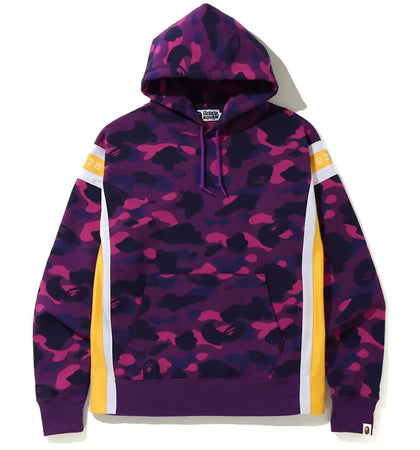 BAPE Color Camo Logo Tape Pullover Hoodie Purple - authentic BAPE apparel