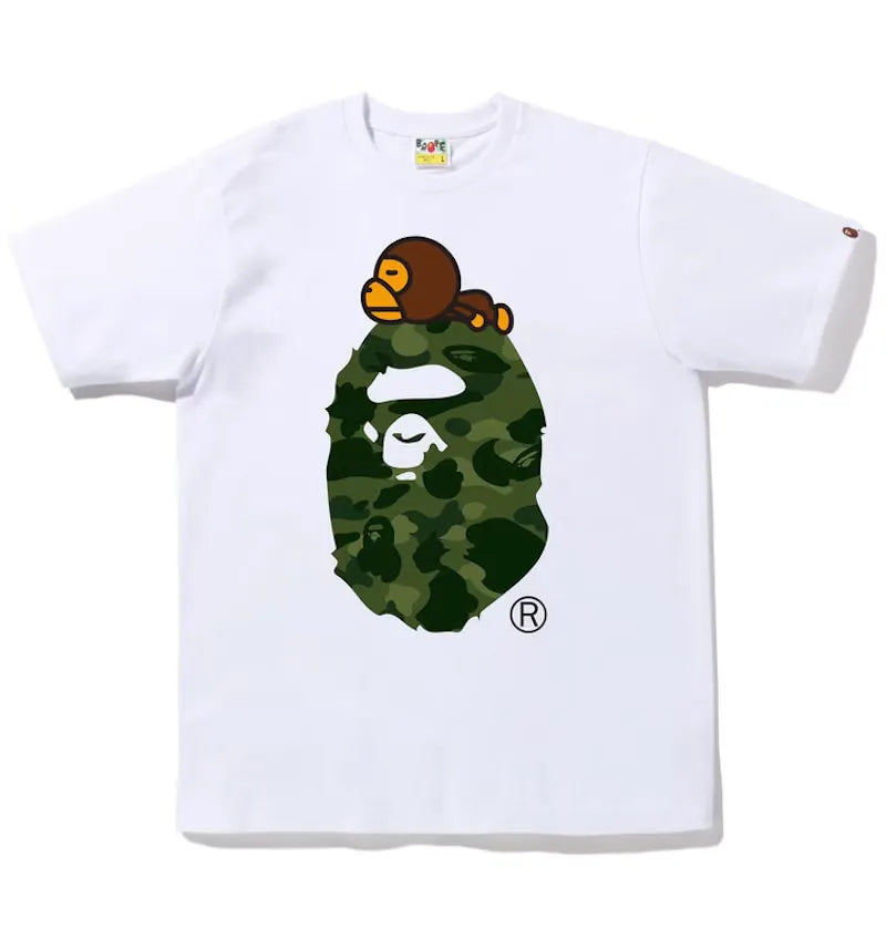BAPE Color Camo Milo On Big Ape Tee (FW22) White Green - vue 360