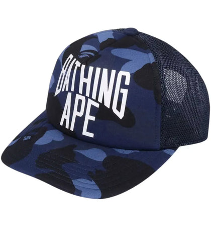 BAPE Color Camo NYC Logo Mesh Cap Navy - authentic BAPE product