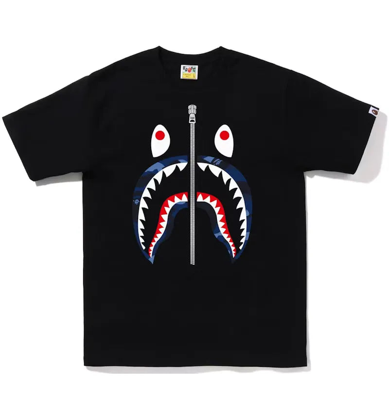 BAPE Color Camo Shark Tee (FW22) Black Blue - vue 360