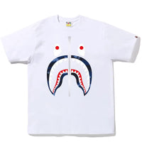 BAPE Color Camo Silver Zip Shark Tee (SS23) White Navy