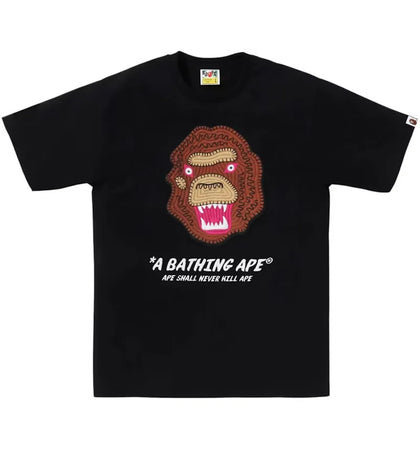 BAPE Embroidery Style Souvenir Logo Tee Black - authentic BAPE product
