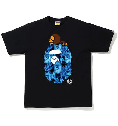 BAPE Flame Milo On Big Ape T-Shirt Black/Blue