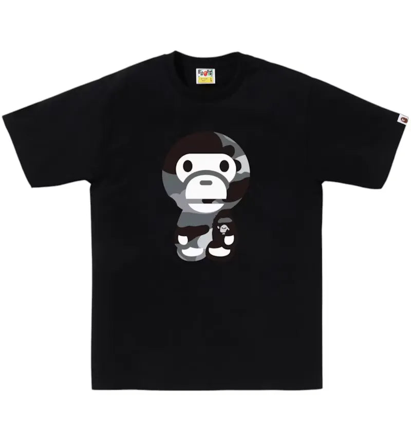 BAPE Giant 1st Camo Big Baby Milo Tee Black/Grey - vue 360