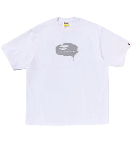 BAPE Graffiti Ape Head Logo Relaxed Fit Tee White - authentic BAPE product
