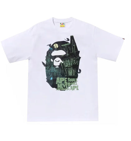 BAPE Halloween Bape Mansion Ape Head Tee White - authentic BAPE product