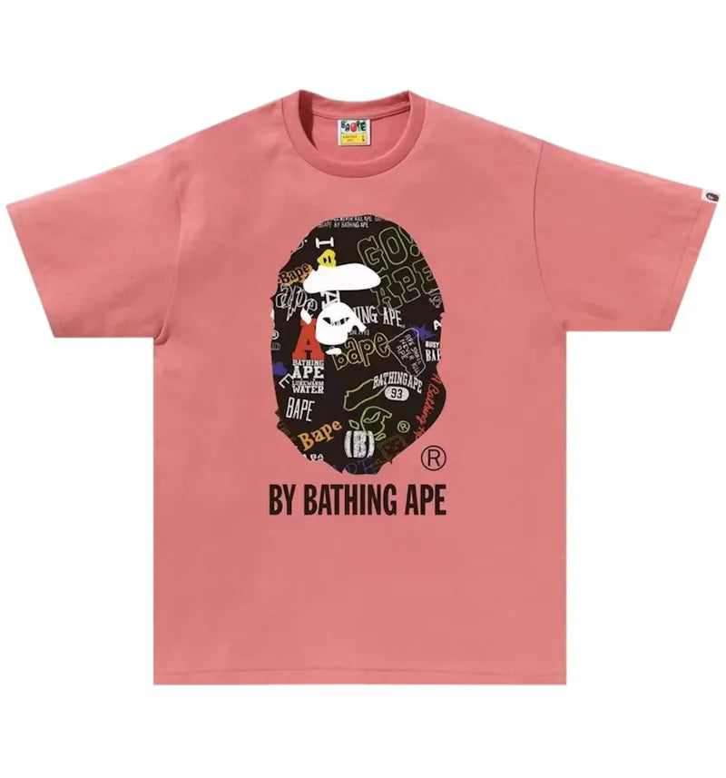 BAPE Hand Draw Pattern By Bathing Ape Tee Pink - vue 360