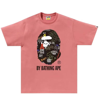 BAPE Hand Draw Pattern By Bathing Ape Tee Pink - authentic BAPE product