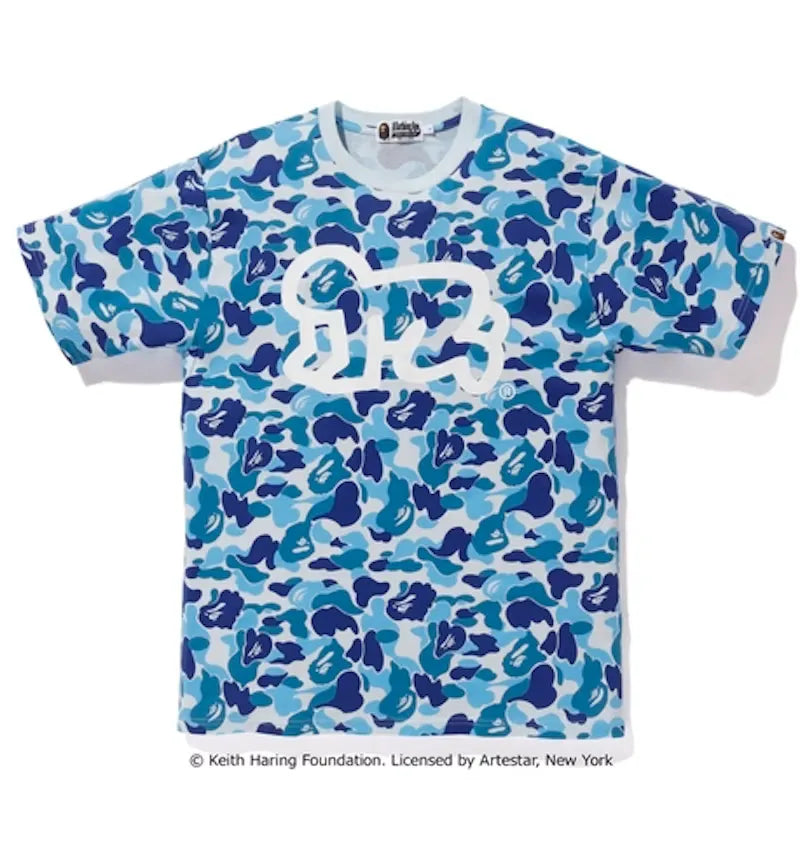 BAPE Keith Haring ABC Tee Navy Camo - vue 360