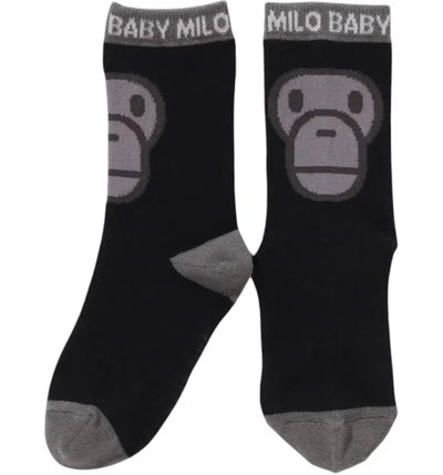 BAPE Kids Milo Face Socks Black
