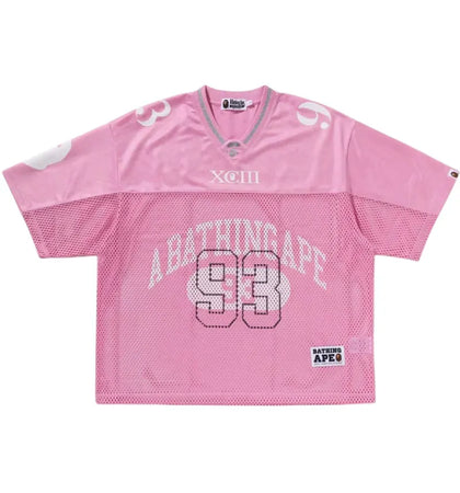 BAPE Line Camo Multi Logo Relaxed Fit Football Jersey Pink - authentic BAPE apparel