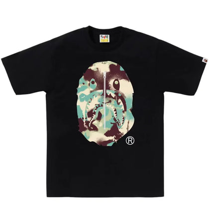 BAPE Map Camo Ape Head Shark Tee Black/Multicolor - authentic BAPE product