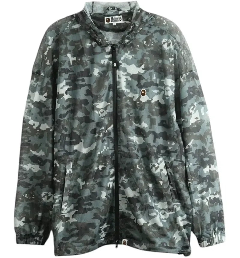 BAPE Multi Pixel Camo Mesh Hoodie Jacket Black - vue 360