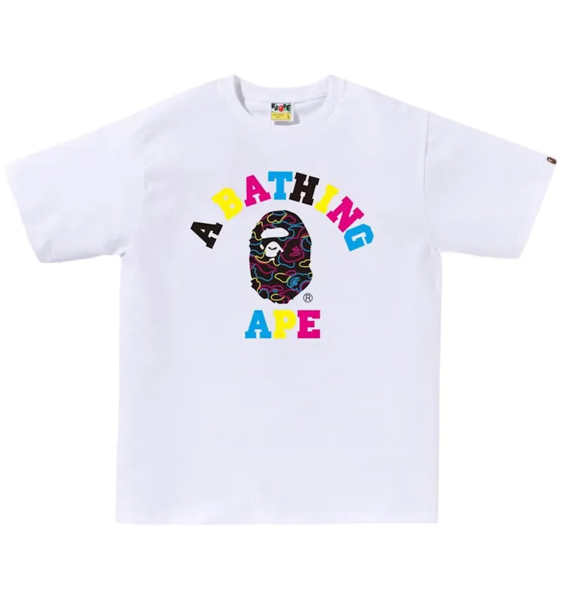 BAPE Neon Camo College Tee White - vue 360