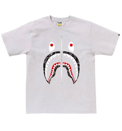 BAPE Neon Camo Shark Tee Gray - authentic BAPE product