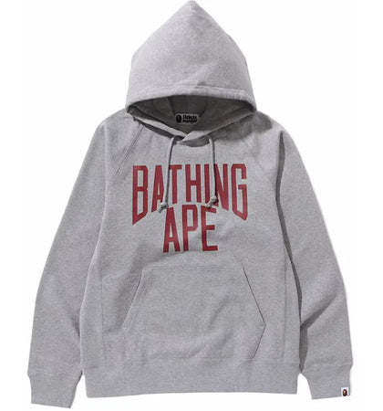 BAPE NYC Logo Pullover Hoodie Gray - authentic BAPE apparel